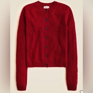 J. Crew Burgandy Cable Knit Cashmere Cardigan